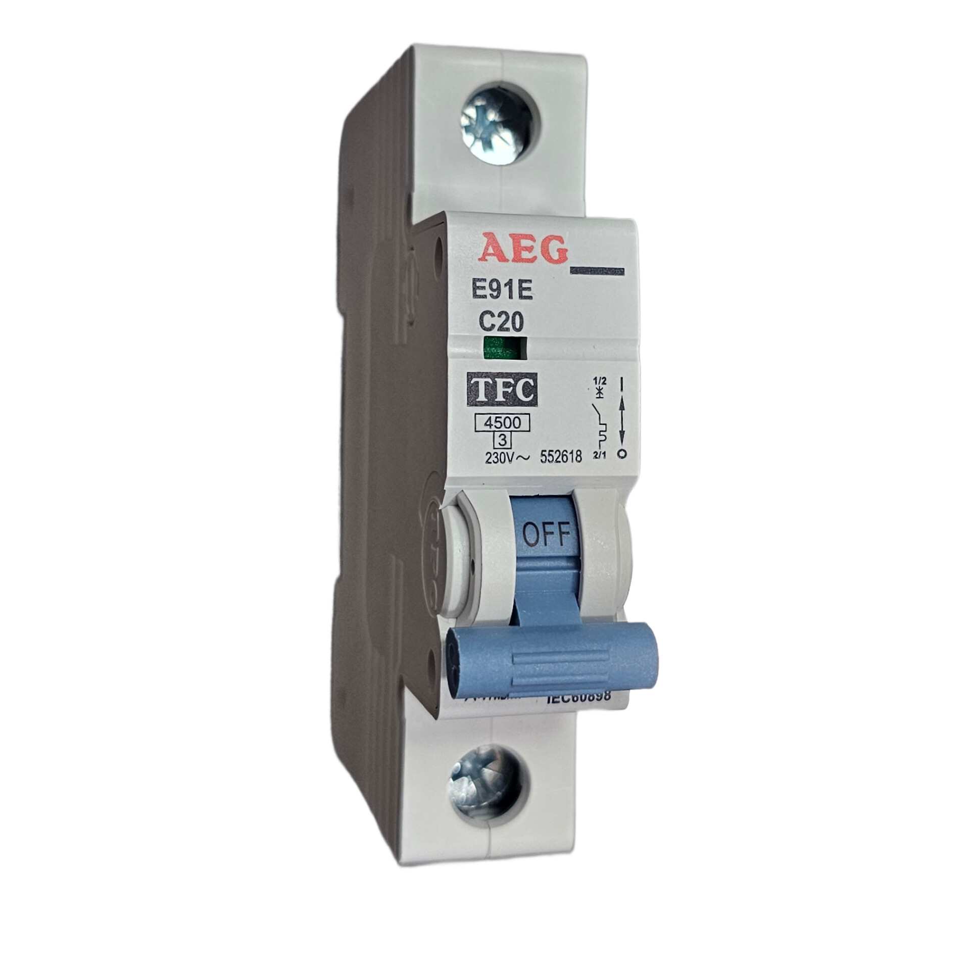 تصویر فیوز مینیاتوری تک فاز 20 آمپر آ ا گ AEG مدل C20-4500