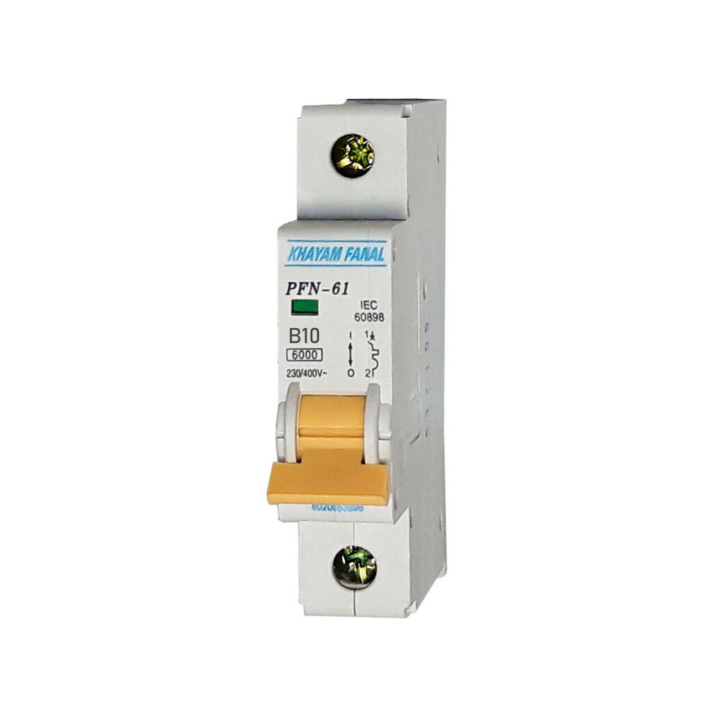 تصویر فیوز مینیاتوری یک پل 10 آمپر خیام الکتریک مدل B10-6K-1P