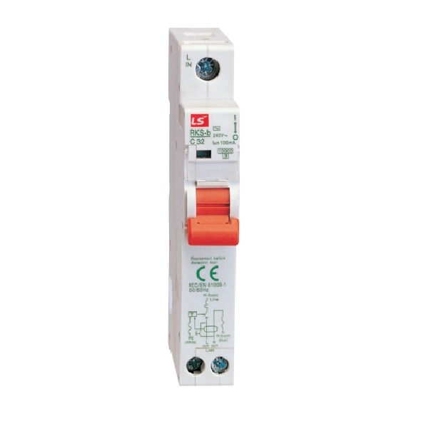 کلید محافظ جان ترکیبی یک پل + نول 32 آمپر ال اس مدل RKS-b 30ma