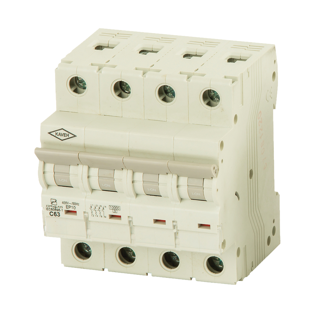 تصویر کلید مینیاتوری 20 آمپر سه فاز و نول AC الکترو کاوه کد 20A-10KA-3P 1