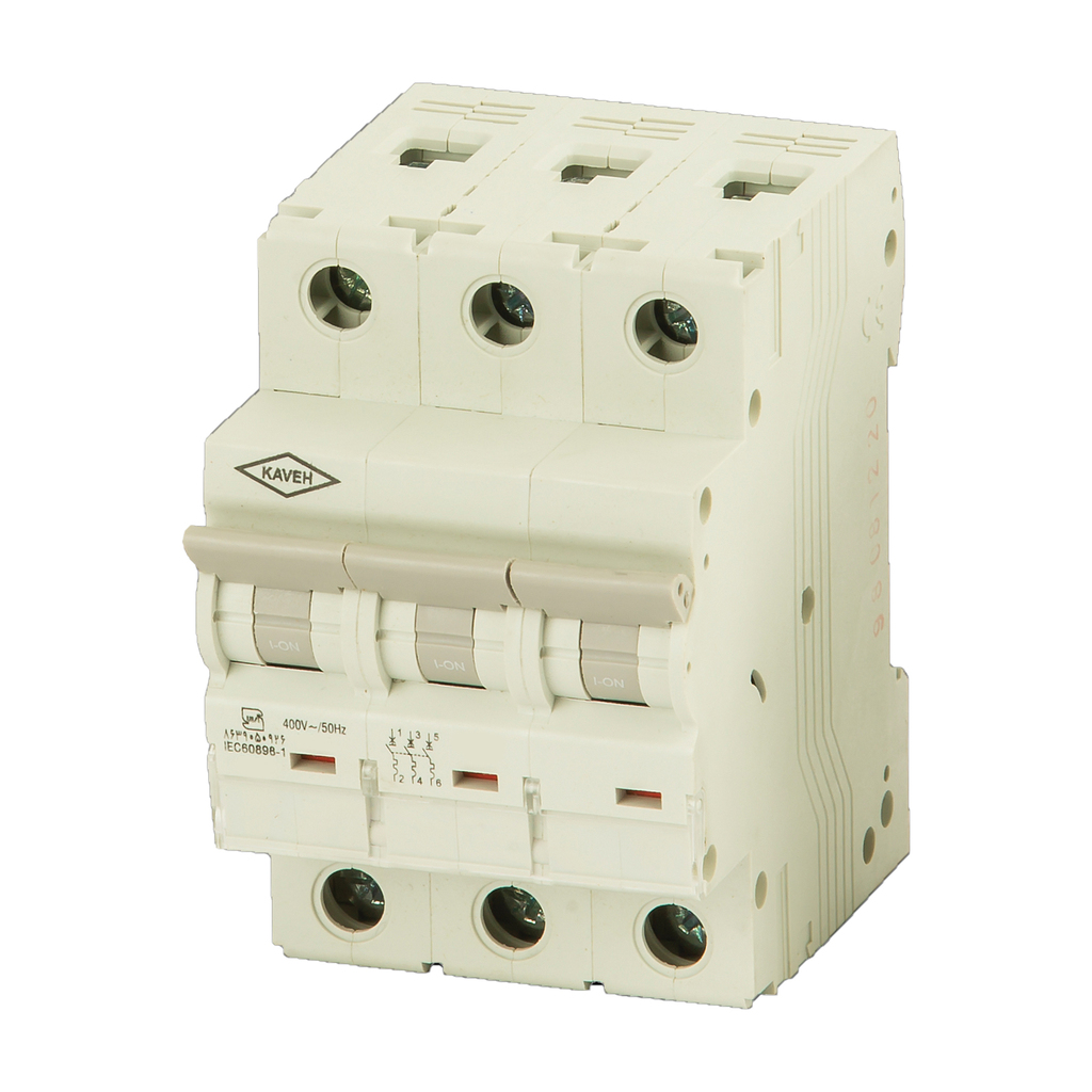 تصویر کلید مینیاتوری 50 آمپر سه فاز AC الکترو کاوه کد 50A-4.5KA-3P