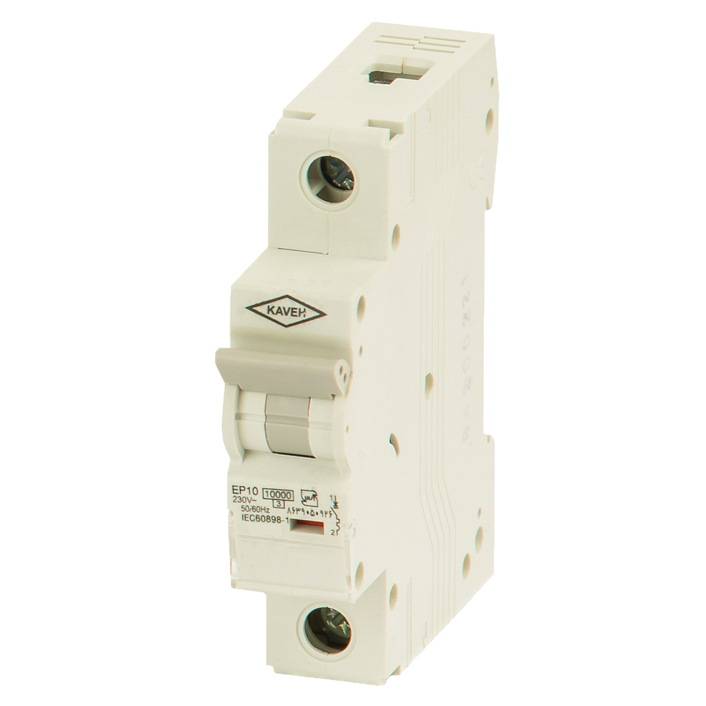 تصویر کلید مینیاتوری 63 آمپر تک فاز AC الکترو کاوه کد 63A-10KA-1P