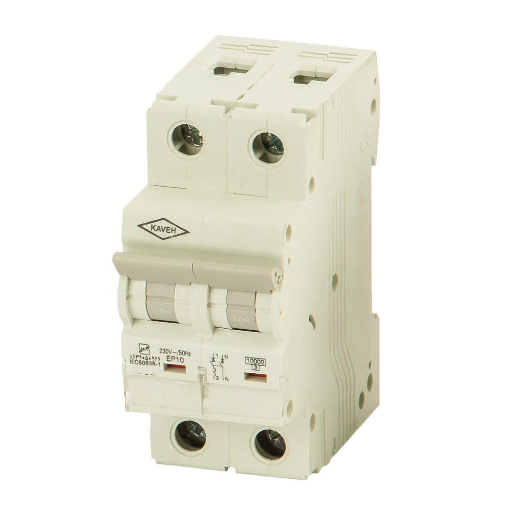 تصویر کلید مینیاتوری 6 آمپر تک فاز و نول AC الکترو کاوه کد 6A-10KA-1P N