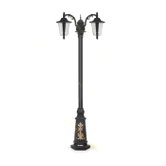 تصویر چراغ پارکی دو شاخه E27 شب تاب اطلس