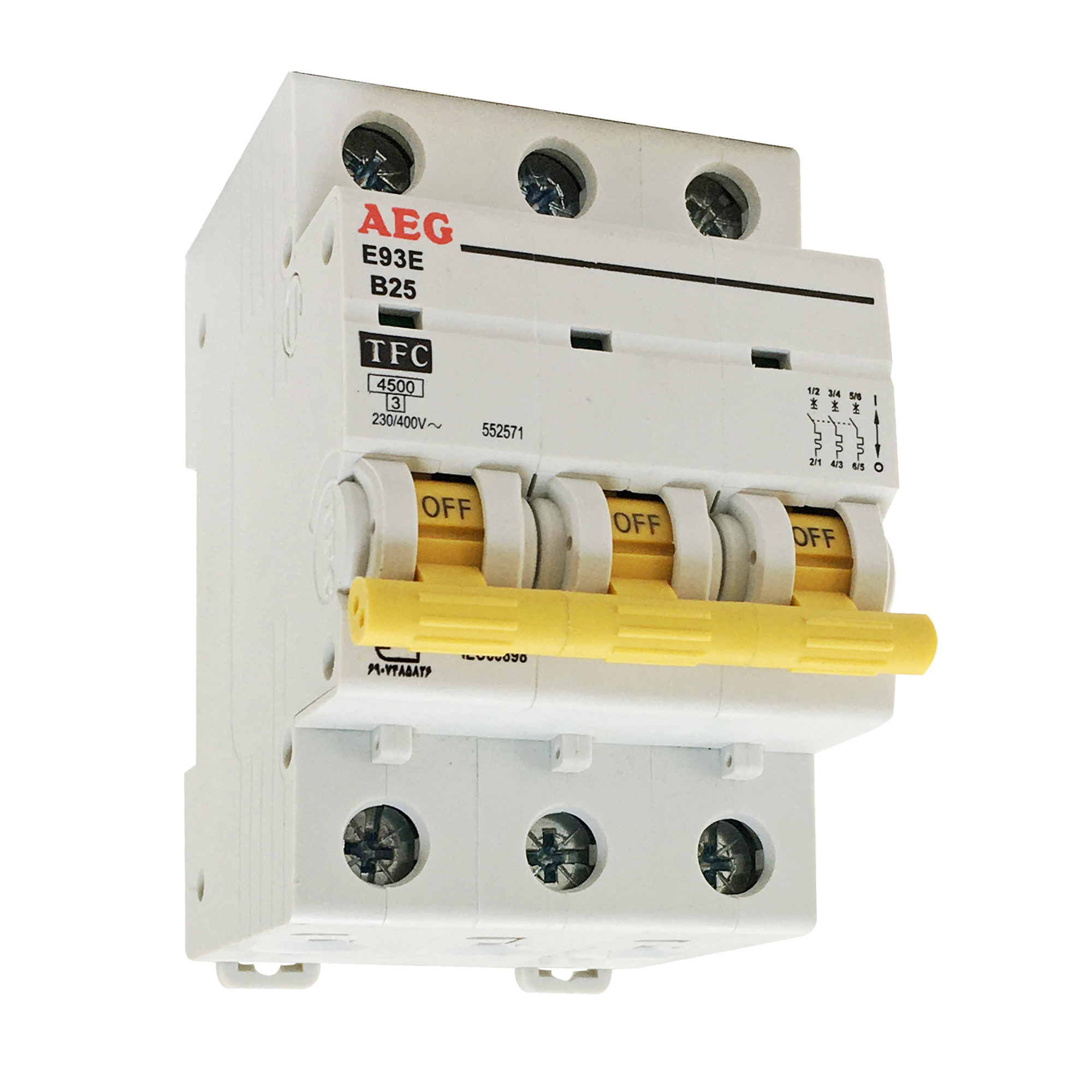 تصویر فیوز مینیاتوری سه فاز 25 آمپر آ ا گ AEG مدل E93E کد B25
