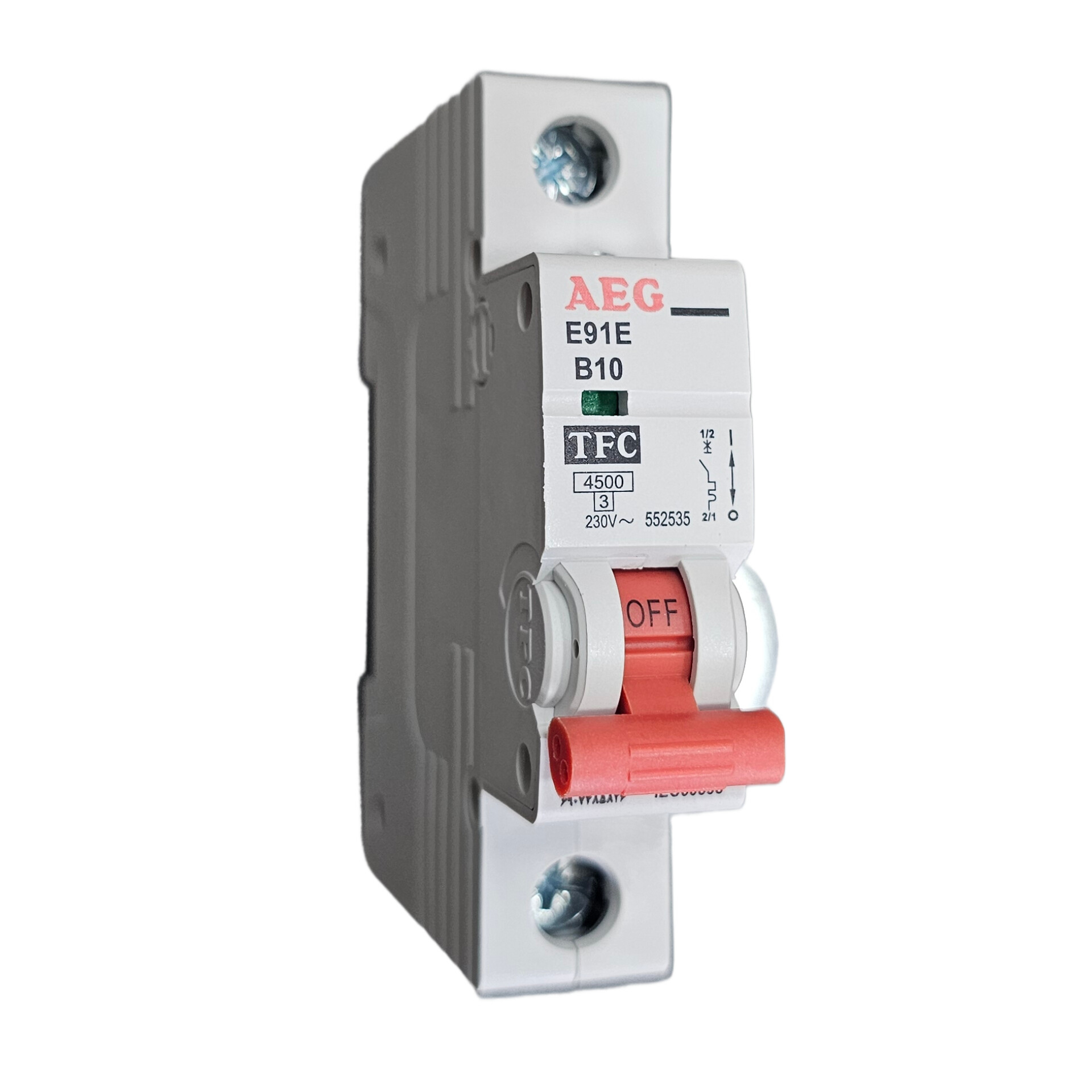 تصویر فیوز مینیاتوری تک فاز 10 آمپر آ ا گ AEG مدل B10-4500