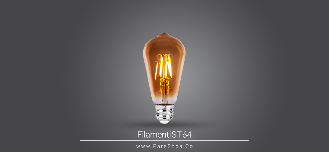 لامپ ۶ وات ST64 LED فیلامنتی E27 پارس شعاع توس