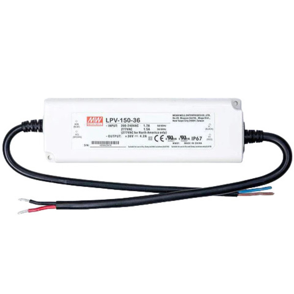 منبع تغذیه درایور 36 ولت 4.2 آمپر مینول مدل LPV-150-36 ضدآب IP67 MeanWell