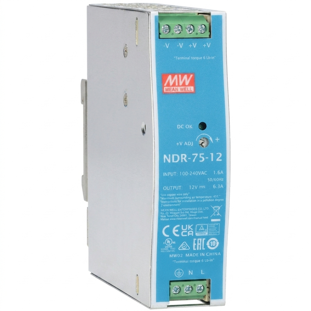 منبع تغذیه 12 ولت مینول مدل NDR-75-12 MeanWell