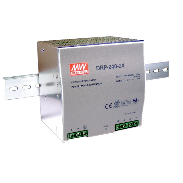 منبع تغذیه 24 ولت 10 آمپر مینول مدل DRP-240-24 MeanWell