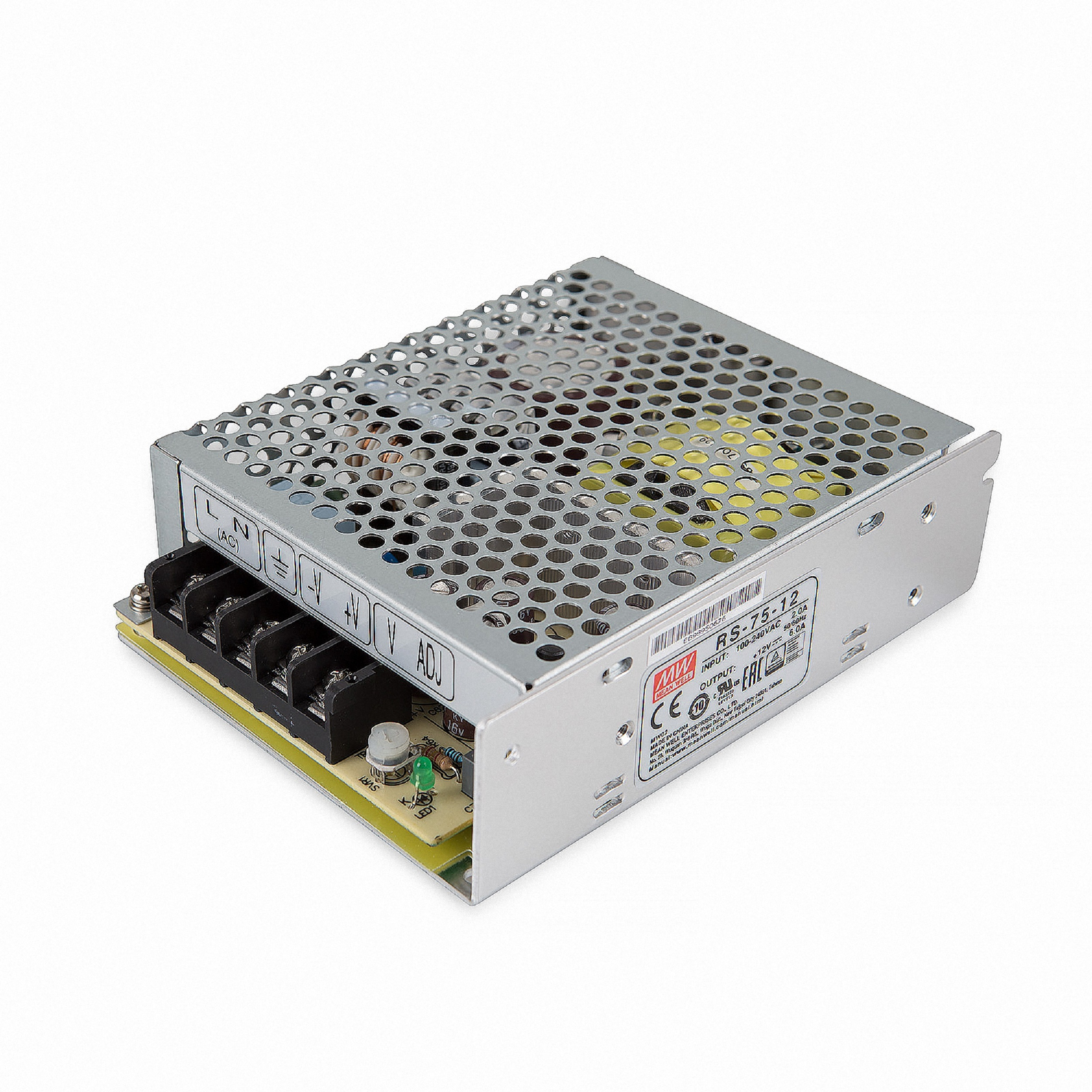 منبع تغذیه 12 ولت 6 آمپر مینول مدل RS-75-12 MeanWell