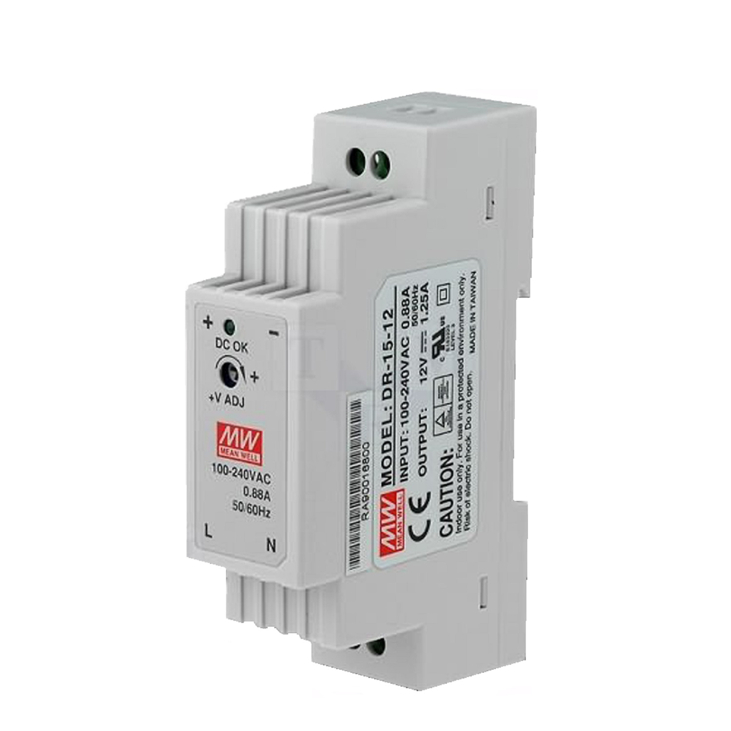منبع تغذیه 12 ولت 1.25 آمپر مینول مدل DR-15-12 MeanWell