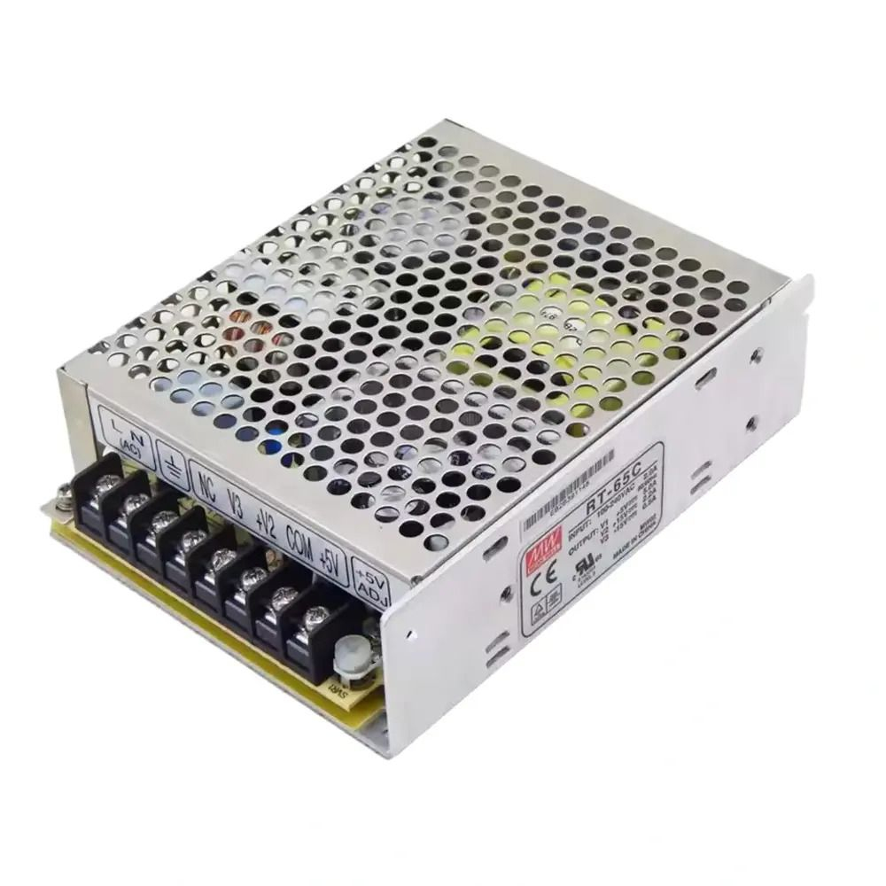 منبع تغذیه سه خروجی 5 و 15± ولت 65 وات مینول مدل RT-65C MeanWell