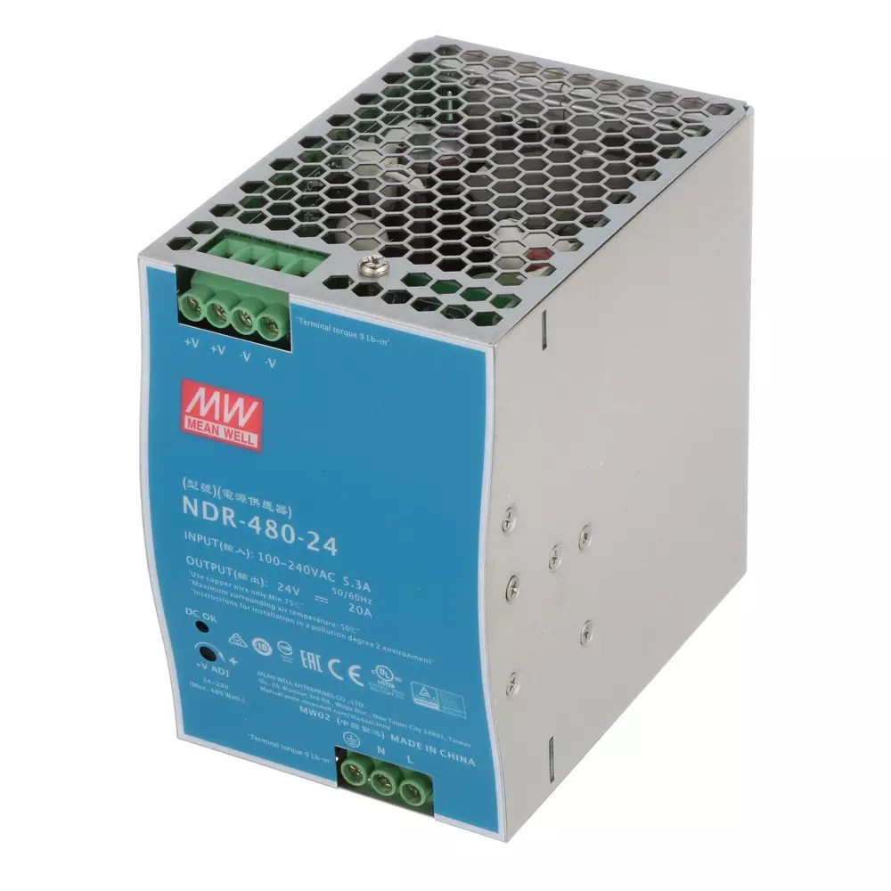 منبع تغذیه 24 ولت 20 آمپر مینول مدل NDR-480-24 MeanWell
