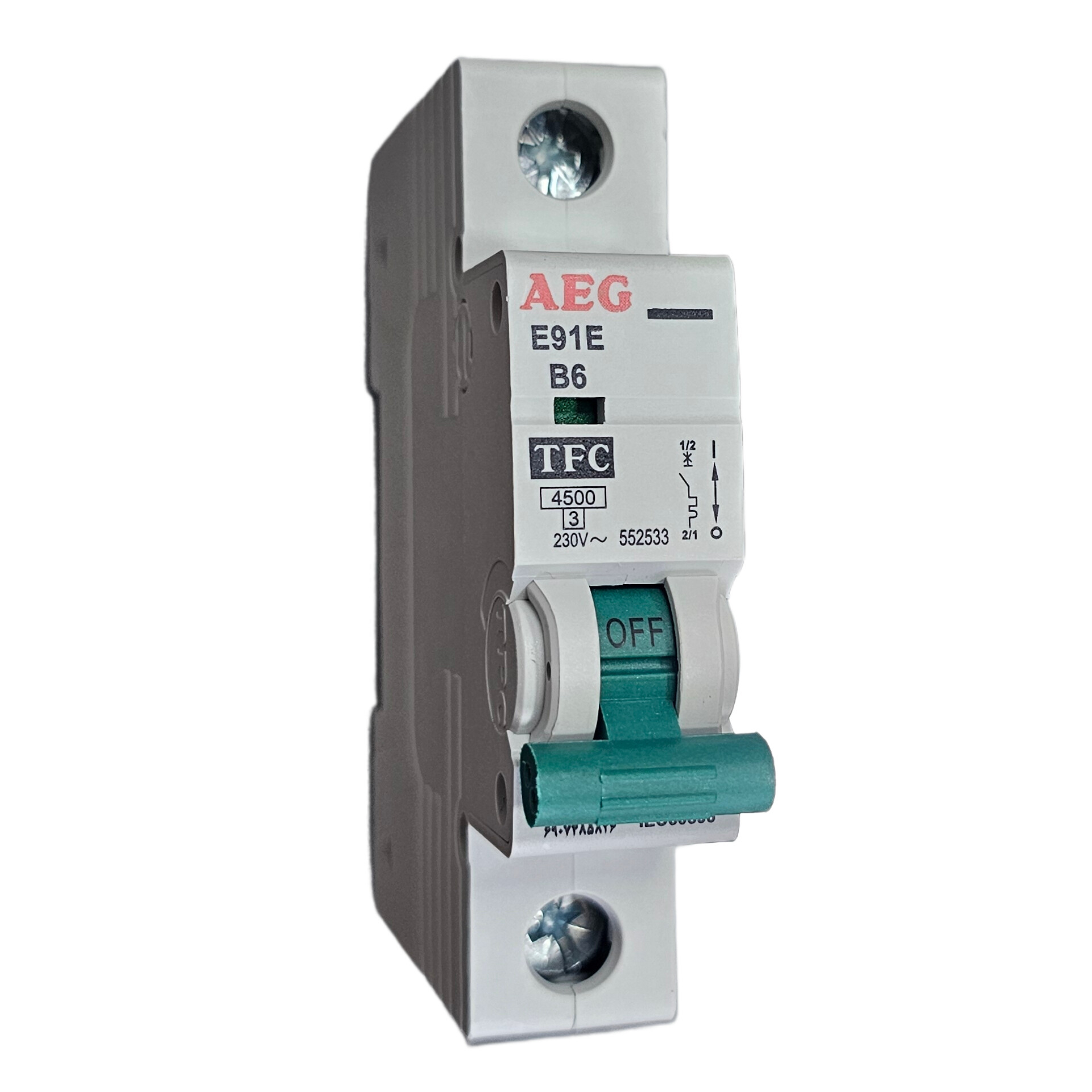 تصویر فیوز مینیاتوری تک فاز 6 آمپر آ ا گ AEG مدل B6-4500