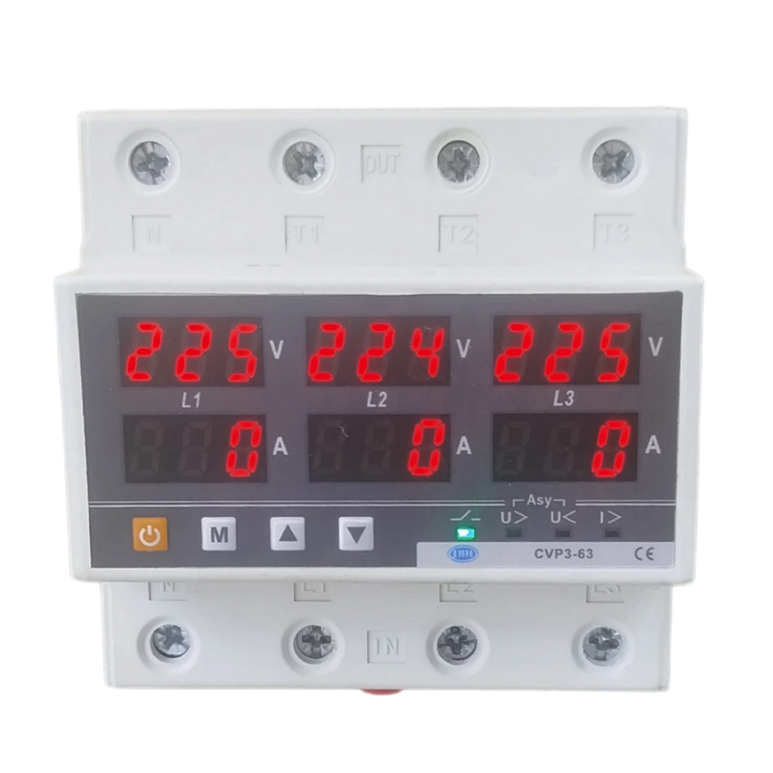 محافظ ولتاژ و جریان سه فاز 63 آمپر جی بی اچ کد JBH/CVP-63/3PH/63A بسته دو عددی
